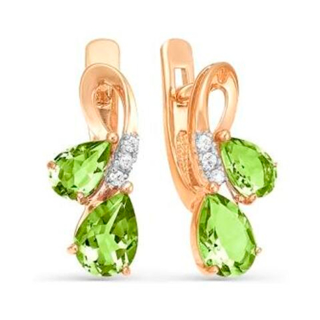 Серьги из золота с хризолитом