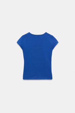 ZARA ФУТБОЛКА С КОРОТКИМИ РУКАВАМИ И НАДПИСЬЮ, ЯРКО-СИНИЙ