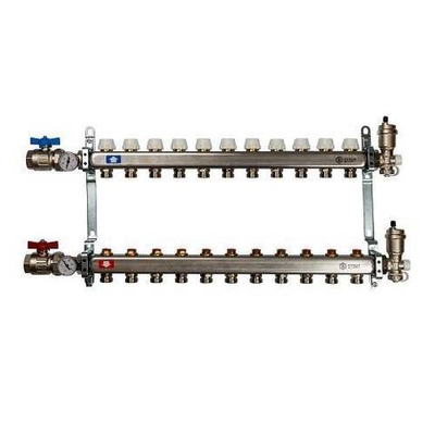 Коллекторная группа для радиаторного отопления STOUT SMS0912 - 1" на 11 контуров 3/4"EK (нерж.сталь)