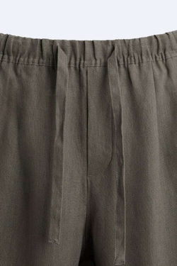 ZARA БРЮКИ-ДЖОГГЕРЫ ИЗ 100% ЛЬНА, СВЕТЛЫЙ ХАКИ