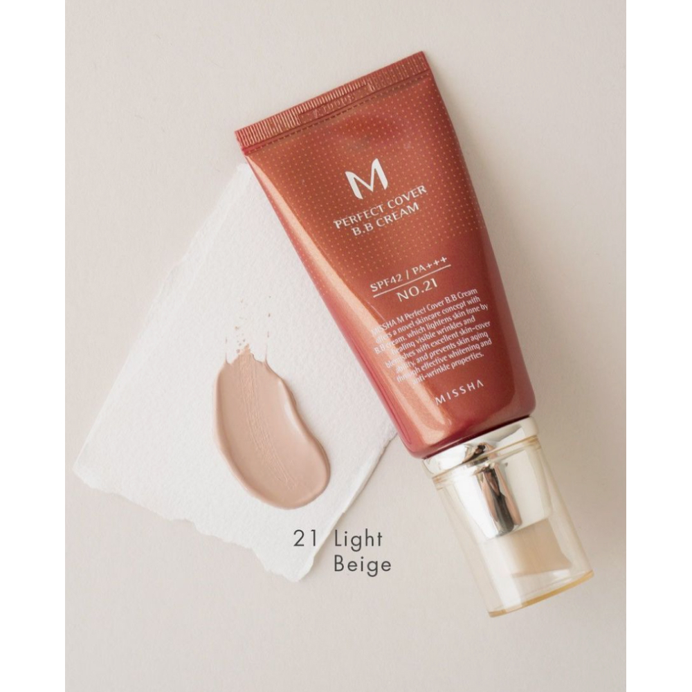 B.B. тональный крем для лица №21 "Missha M Perfect Cover BB Cream SPF42 " 50 мл.