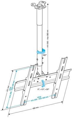 Кронштейн для телевизора Holder PR-101-W белый 32;-65; макс.60кг потолочный фиксированный