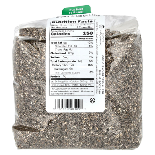 Bergin Fruit and Nut Company, органические черные семена чиа, 454 г (16 унций)