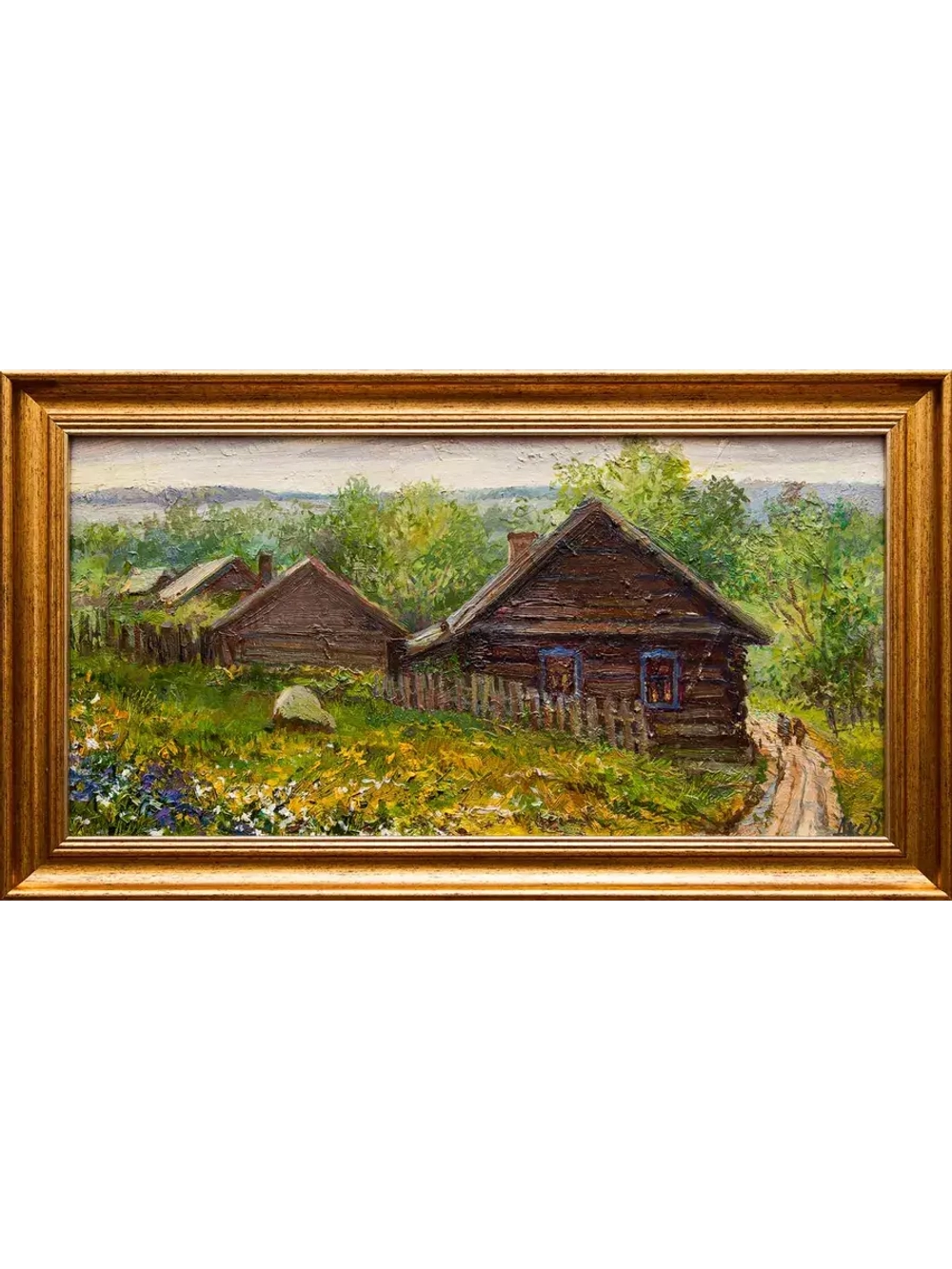 Картина маслом "Утро в селе Чусовое" Аксенова