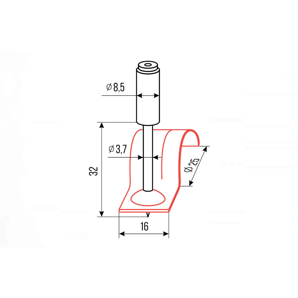 Гвозди монтажные пироксилиновые PA32-25K (гвоздь-скоба 25 мм, красный, 80 шт/уп) FEDAST