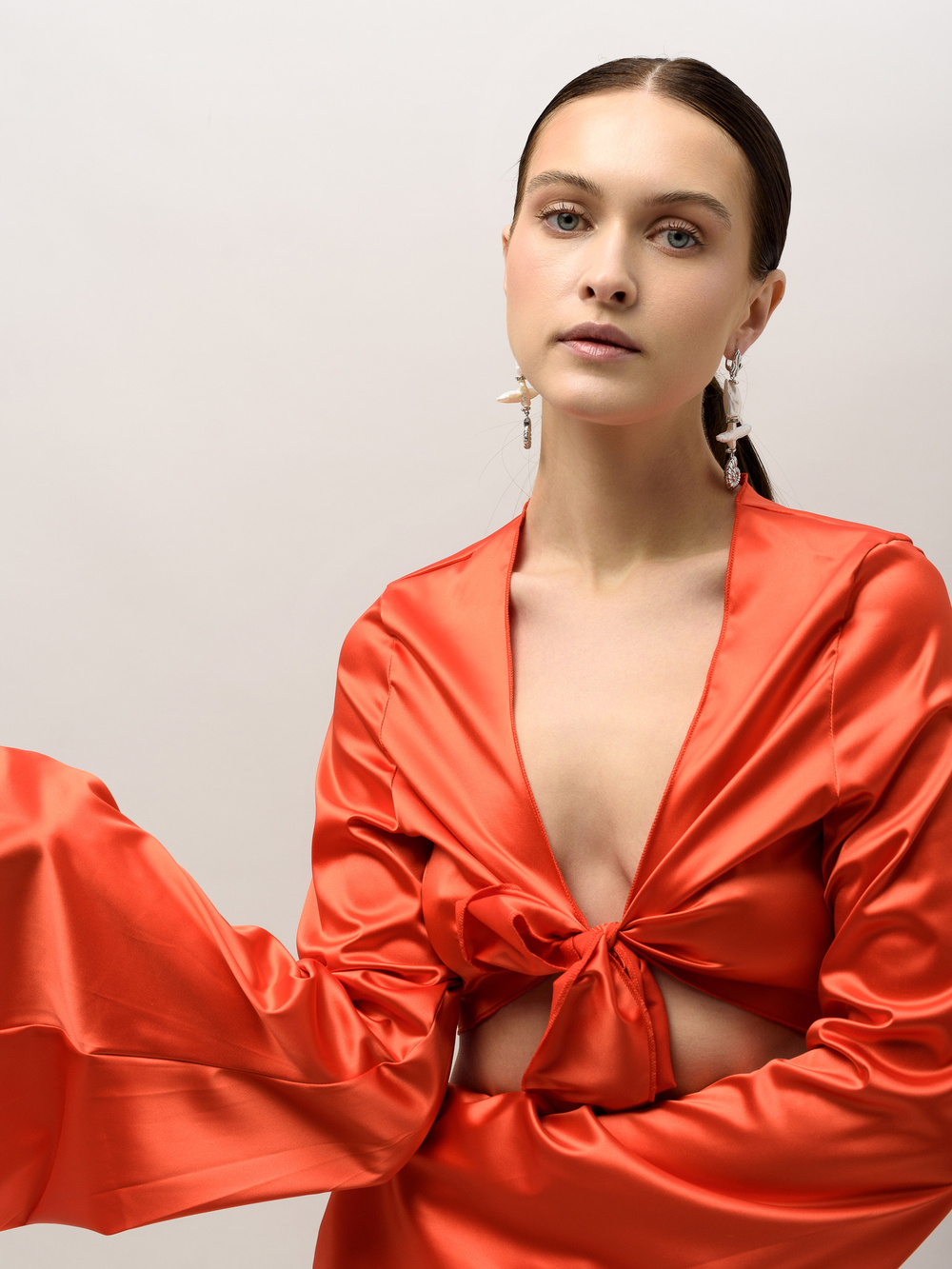 Серьги "Cross pearl shell" Silver