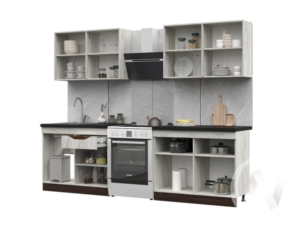 Кухня Паола 2.0 (дуб крафт белый/дуб крафт белый; венге)