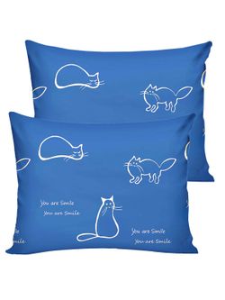 Постельное белье перкаль Сказка "Котики на сиреневом/Ассоль" евро  Наволочка 50х70 см 2 шт Простынь на резинке 180x200 см Пододеяльник 200x215 см