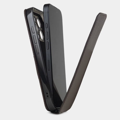 Чехол iPhone 16 Pro натуральная кожа сафьяно, коричневого цвета