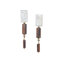 Серьги Nature Bijoux, Okawa, с перламутром и деревом роблес, NB26.1-12-90593 (коричневый)