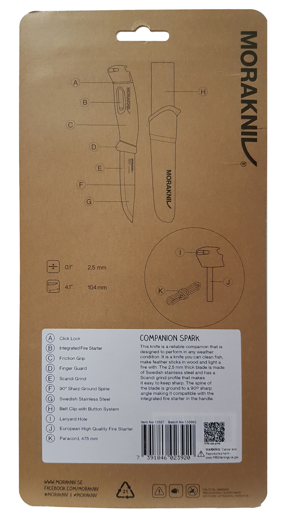 Нож Morakniv Companion Spark (S) Black, арт. 13567