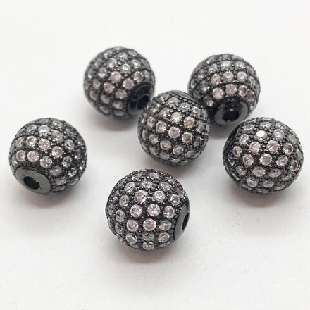 Бусина Milano LUX, цвет черный металл, диаметр 10 мм, цена за 1 шт