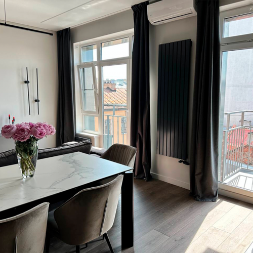 Радиатор WARMMET водяной настенный вертикальный Flat 60V (W) ЧЕРНЫЙ RAL9005