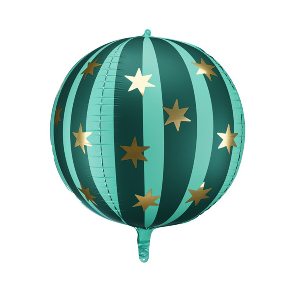 Фольгированный шар-сфера в зеленом цвете с золотыми звездами, 51 см