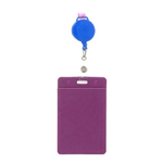 Бейдж на шнурке с рулеткой (ретрактором) Basir вертикальный, кожзам, 105*65 мм, фиолетовый