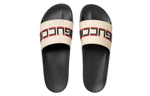 GUCCI Gucci Rubber Slide Striped Rubber Fashion Sandals Men's Beige