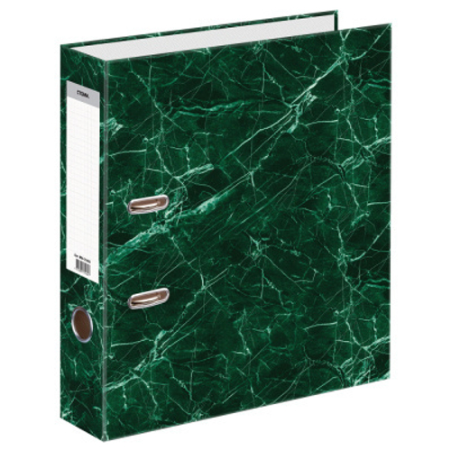 Папка-регистратор СТАММ, 70мм, мрамор, зеленая И