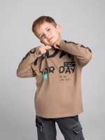Бежевый лонгслив для мальчика, оверсайз