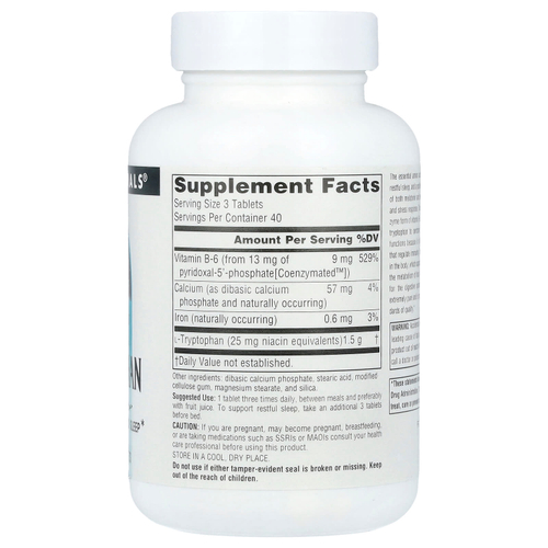 Source Naturals, L-триптофан с коэнзимом B-6, 120 таблеток