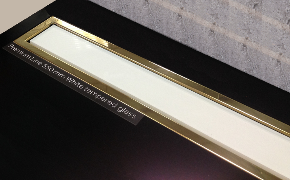 Душевой лоток Pestan Confluo Premium White Glass Gold Line 300 белое стекло/позолоченная сталь 13100088