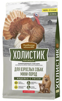 Деревенские лакомства 7кг Сухой корм для собак мелких пород, Индейка рис