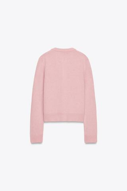 ZARA БАЗОВЫЙ КАРДИГАН ИЗ КАШЕМИРА И ШЕРСТИ, РОЗОВЫЙ