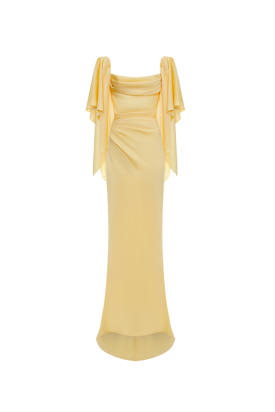 Платье макси из вискозного крепа с драпировкой и открытой спиной