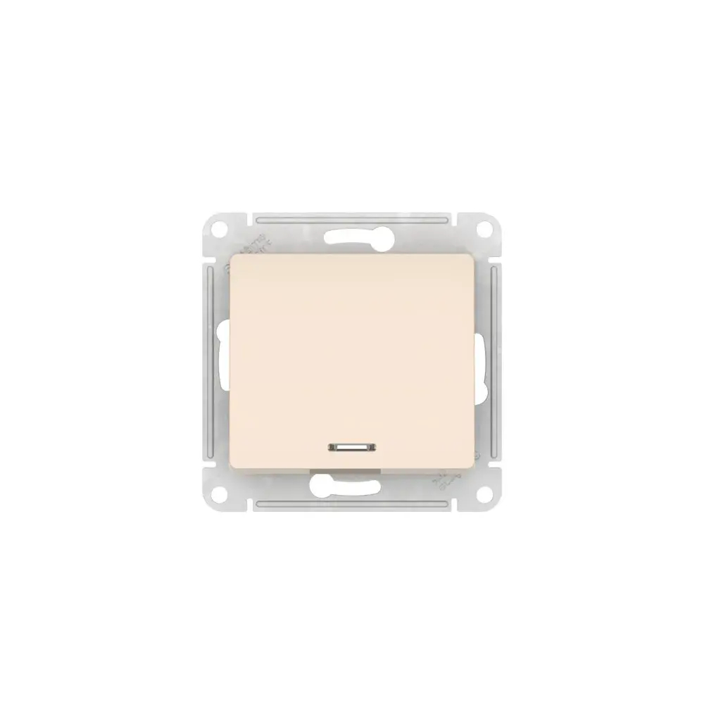 GLOSSA 1-клавишный ВЫКЛЮЧАТЕЛЬ с подсветкой, сх.1а, 10АХ, мех., быстрозажим. клем., БЕЖЕВЫЙ