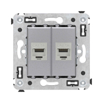 Компьютерная розетка RJ-45 без шторки в стену, кат.5e двойная экранированная, "Avanti", "Закаленная сталь"