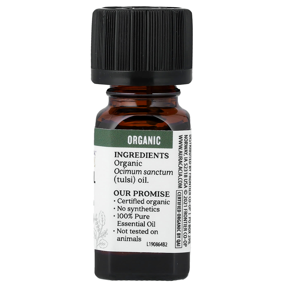 Aura Cacia, Чистое эфирное масло, органический туласи (базилик священный) 7,4 мл (0,25 жидк. унции)