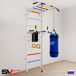 Шведская стенка Sv Sport 5443 (Турник рукоход/Брусья/Канат/Кольца/Цепь/Мешок 30кг)