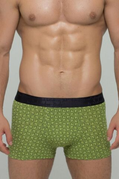 Мужские трусы-боксеры с мелким узором из бумерангов (Размер: M) (Цвет: зеленый)