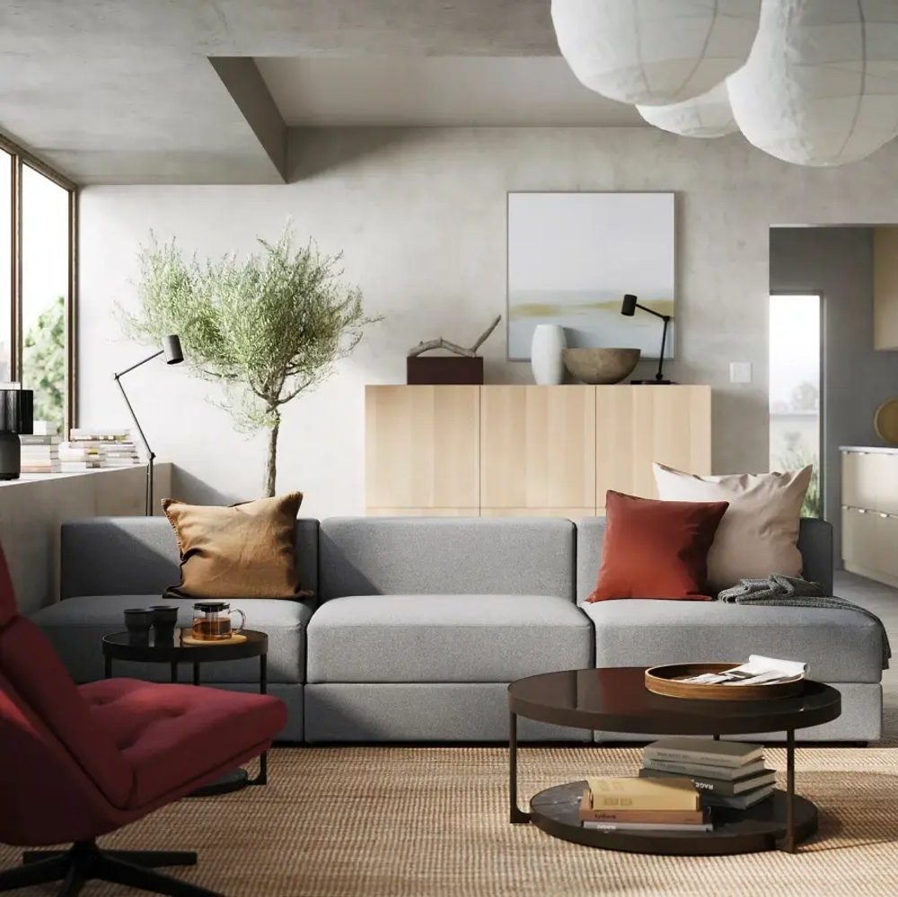 4-местный диван - IKEA JÄTTEBO/JATTEBO/ЯТТЕБО ИКЕА, 71х95х285 см, серый