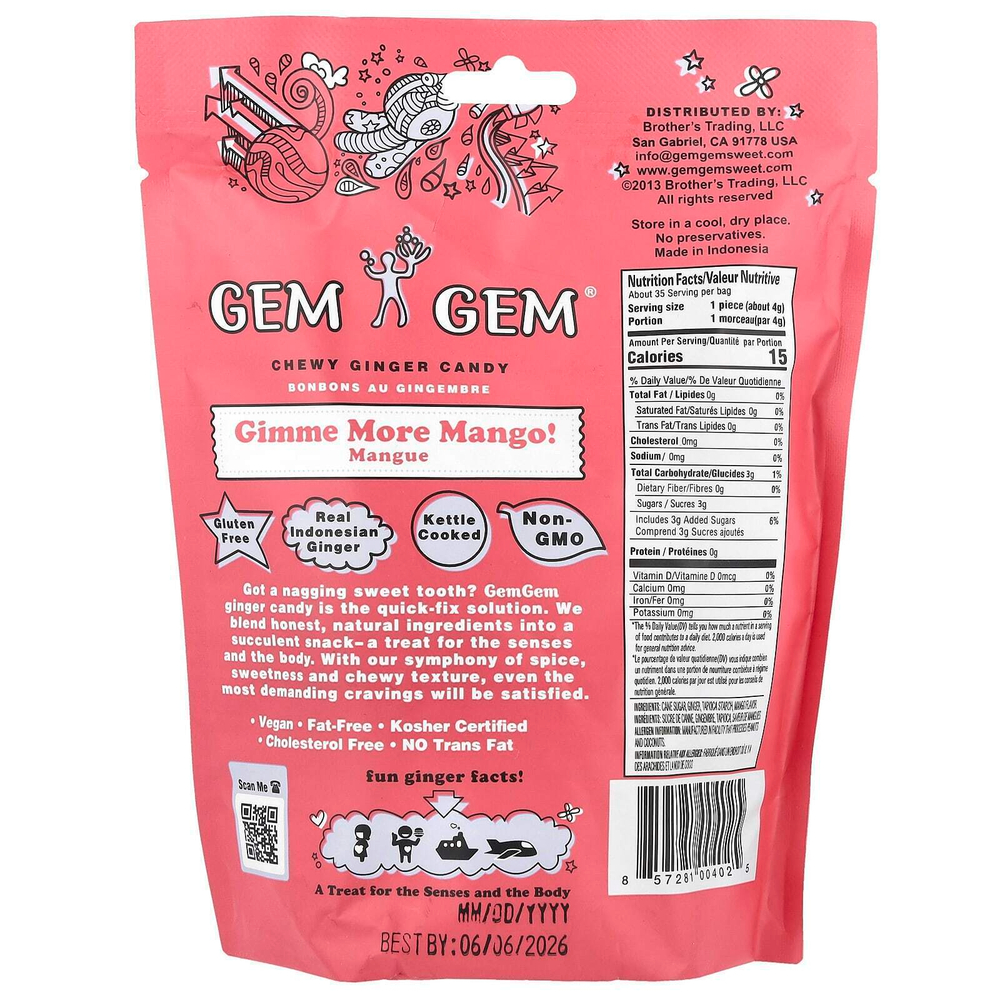 Jayone, Chewy Ginger Candy, Gimme More Mango, 141,8 г (5 унций)