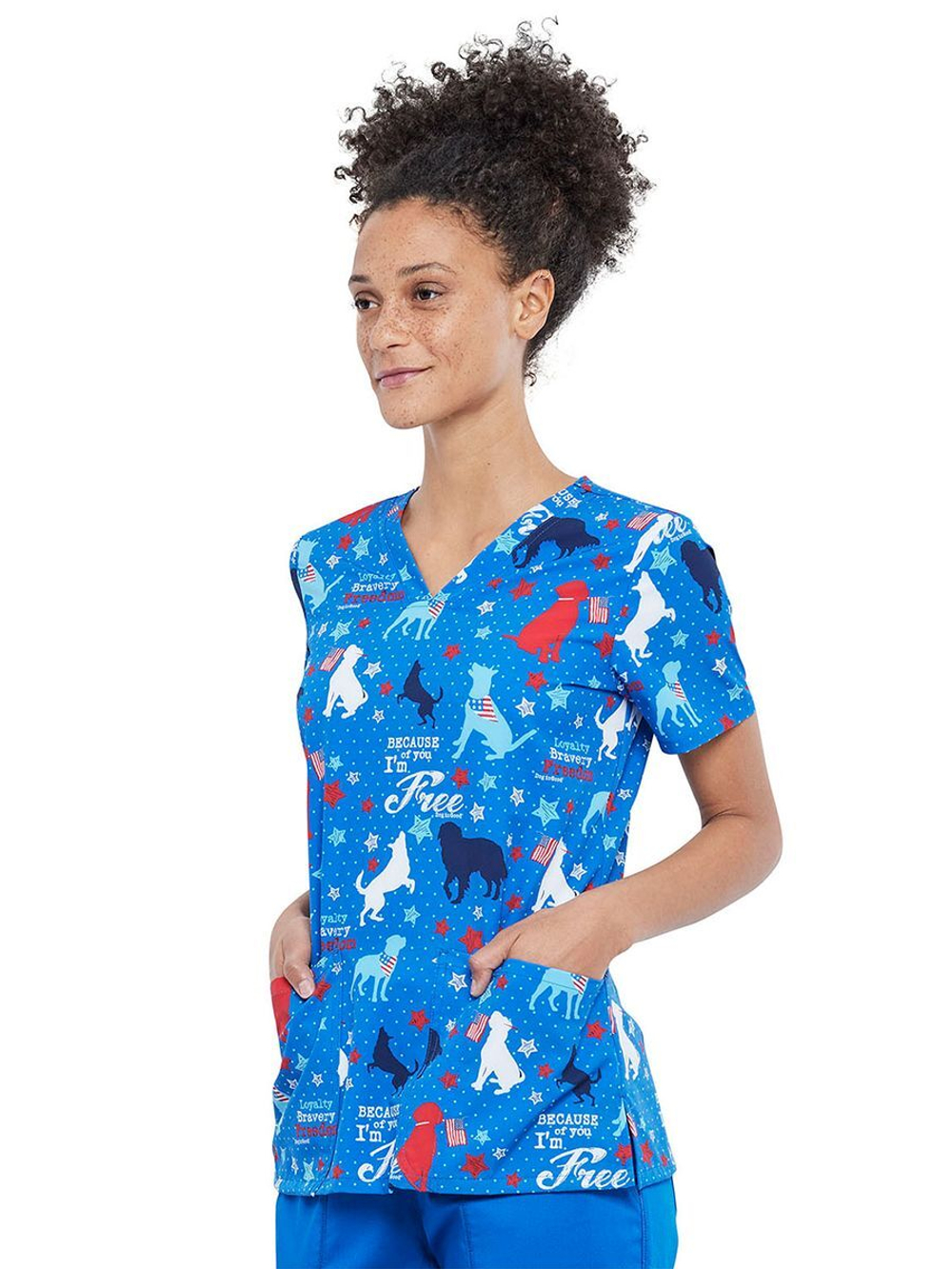 Топ медицинский женский Cherokee CK671, собачки, M