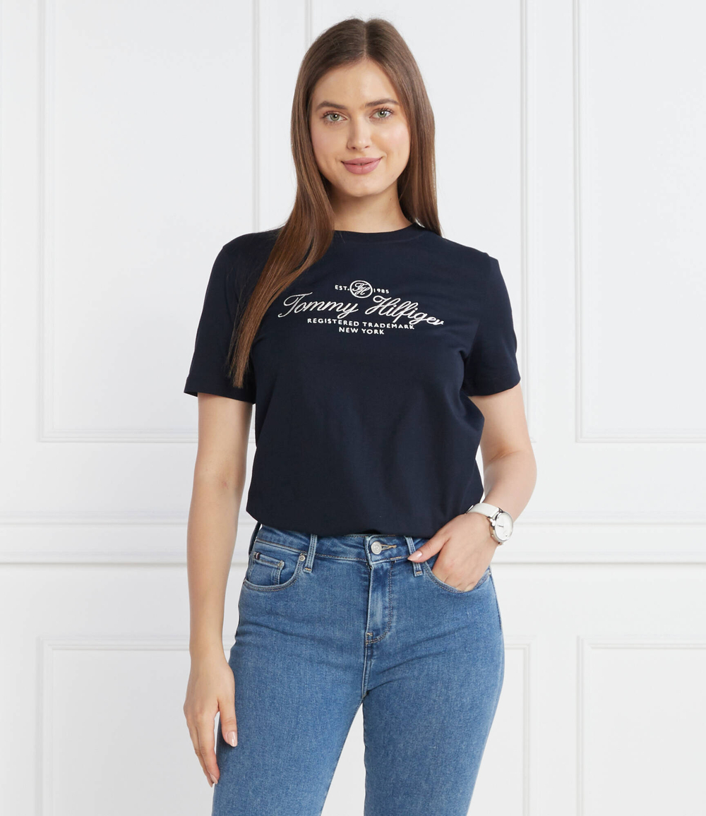 Футболка REG HILFIGER SCRIPT C-NK SS Tommy Hilfiger - темно-синий(WW0WW40293)