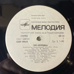 Винтажная виниловая пластинка LP ВИА Ялла Три Колодца (СССР 1982) Ташкентский Завод