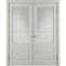 Фото двустворчатой распашной двери Патриция светло-серая эмаль со стеклом