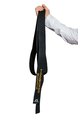 Пояс для тхэквондо ProfSport черный с вышивкой Taekwondo Russia