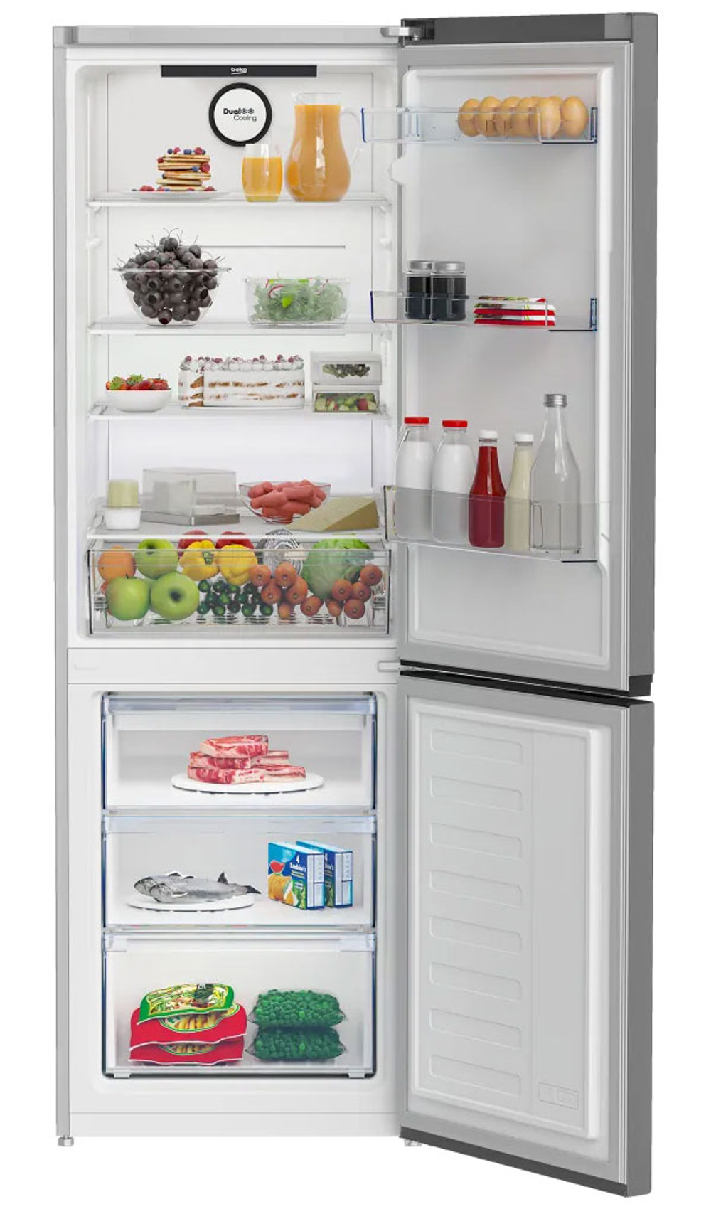 Двухкамерный холодильник Beko B3R0CNK362HS серебристый