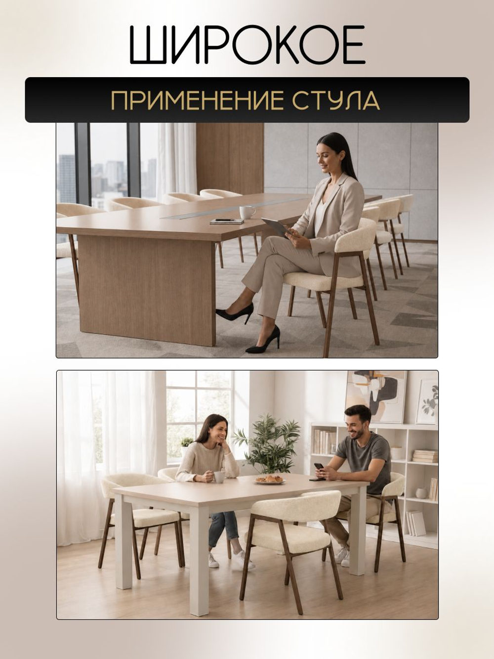 Мягкий стул кресло для кухни велюр со спинкой и подлокотниками, Massagecomplekt, бежевый, бронза