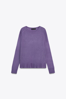 ZARA СВИТЕР ИЗ ТОНКОГО ТРИКОТАЖА, СВЕТЛО-ФИОЛЕТОВЫЙ