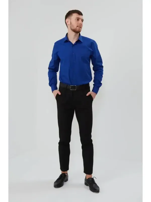 Рубашка классическая CLASSIC FIT с длинным рукавом, синяя