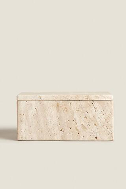 ZARA HOME МРАМОРНЫЙ ЯЩИК ДЛЯ ХРАНЕНИЯ, БЕЖЕВЫЙ