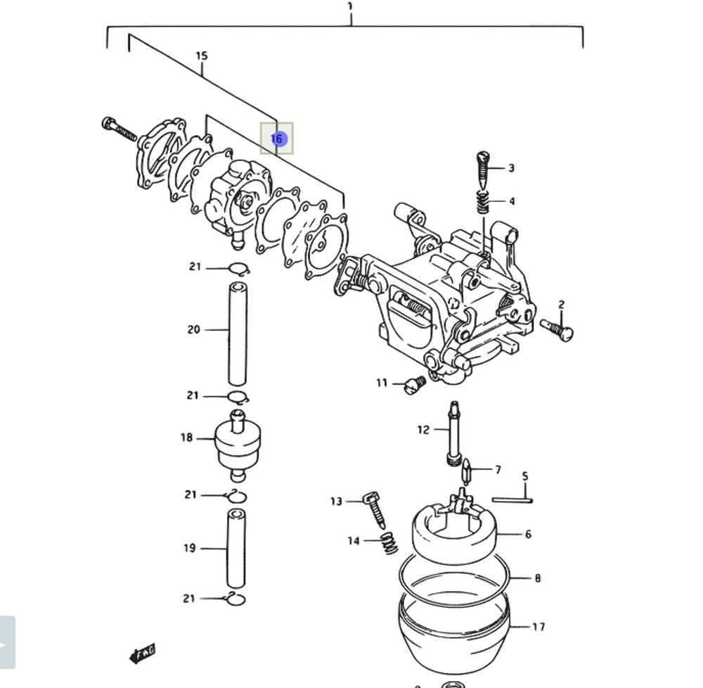 Рем.комплект бензонасоса Suzuki 15170-93911-000