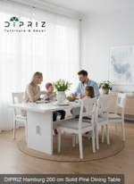 Обеденный стол "Гамбург" 200 см из массива сосны, белый