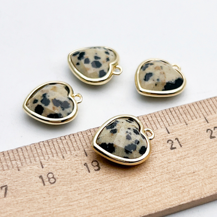 Подвеска Сердце, "далматин", цвет золото, размер около 14*13 мм, цена за 1 шт