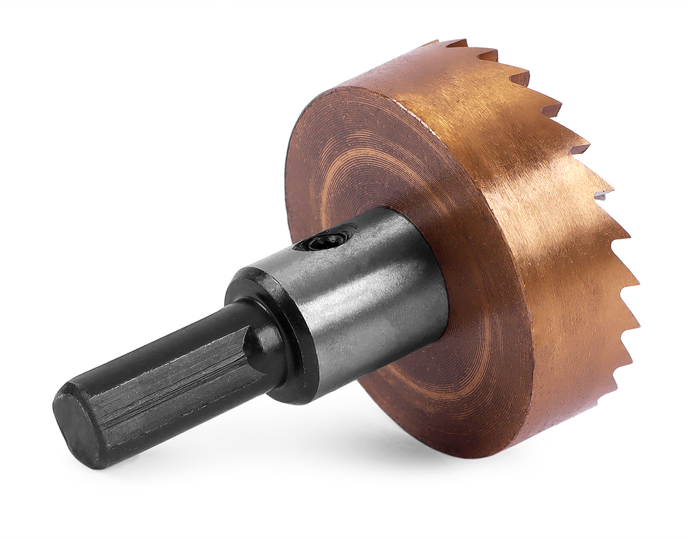 HSS-TiN коронка MESSER 38мм с центр. сверлом и толкающей пружиной для  лист. материала  до 2 мм ц/х