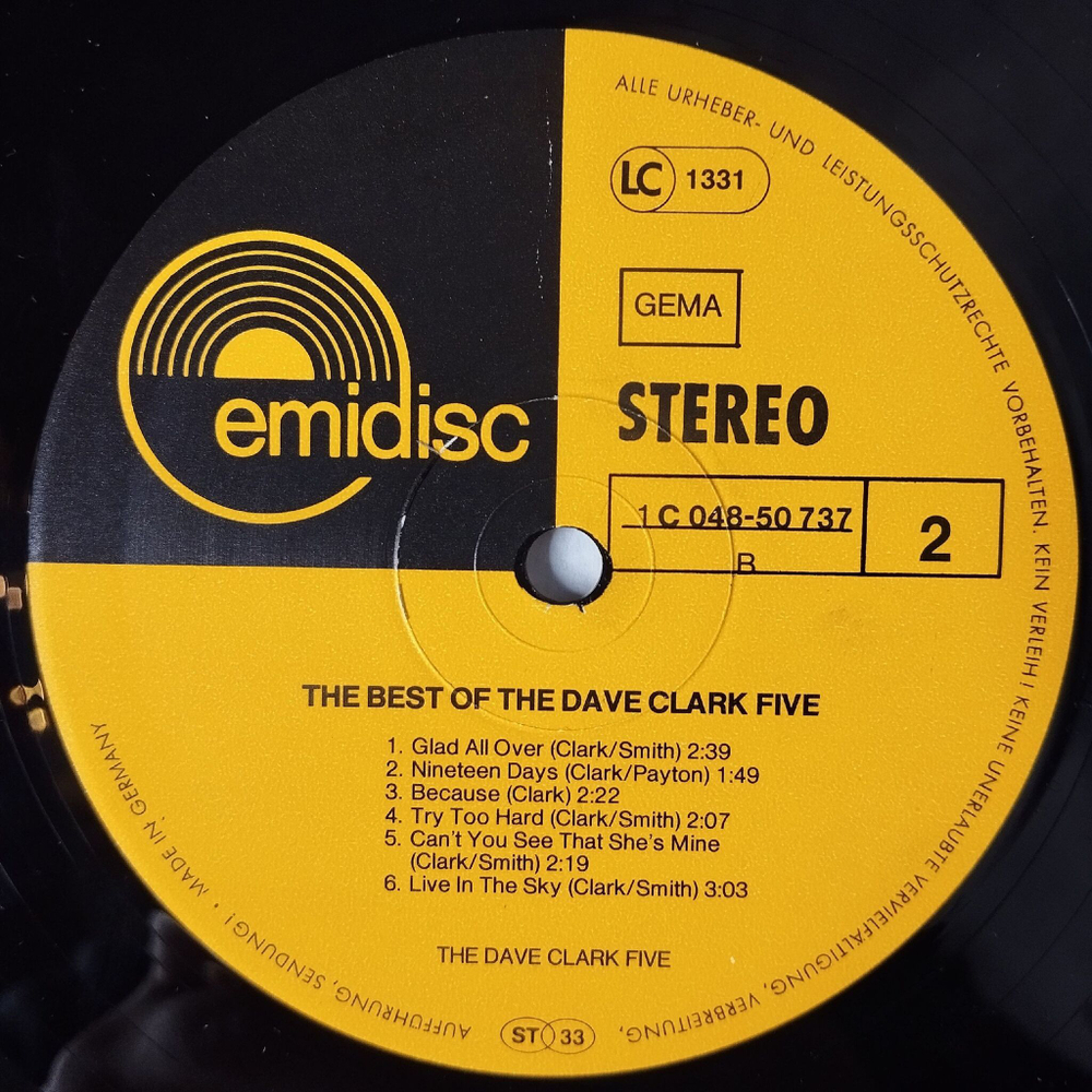 Винтажная виниловая пластинка LP The Best Of The Dave Clark Five (Germany 1973)