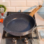 Сковорода 26см Premium blue с несъемной ручкой и стеклянной крышкой